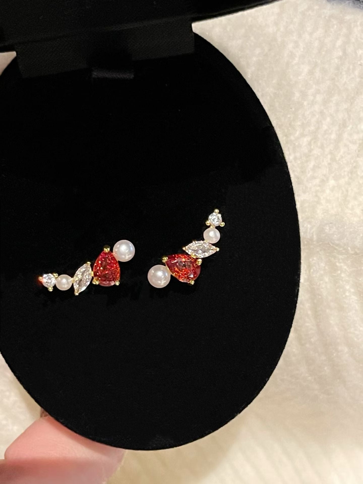 "Crimson Glow" Pearl Ear Climbers