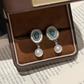 "Vintage Azure" Turquoise & Pearl Drop Earrings