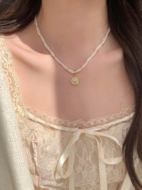 "Celestial Galaxy" Hexagram Twisted Pearl Necklace