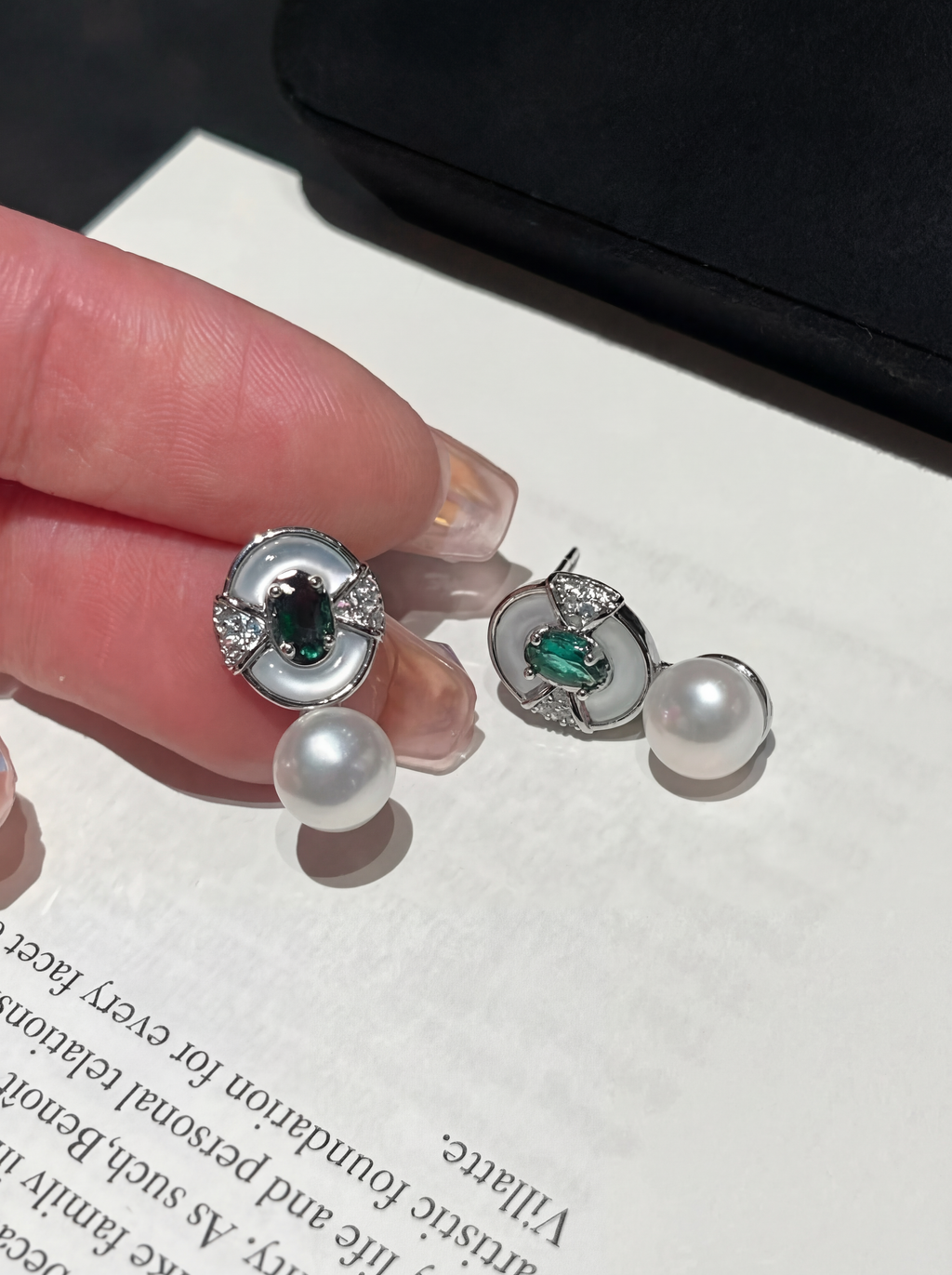 "Royal Emerald" Antique-Style Pearl Drop Earrings