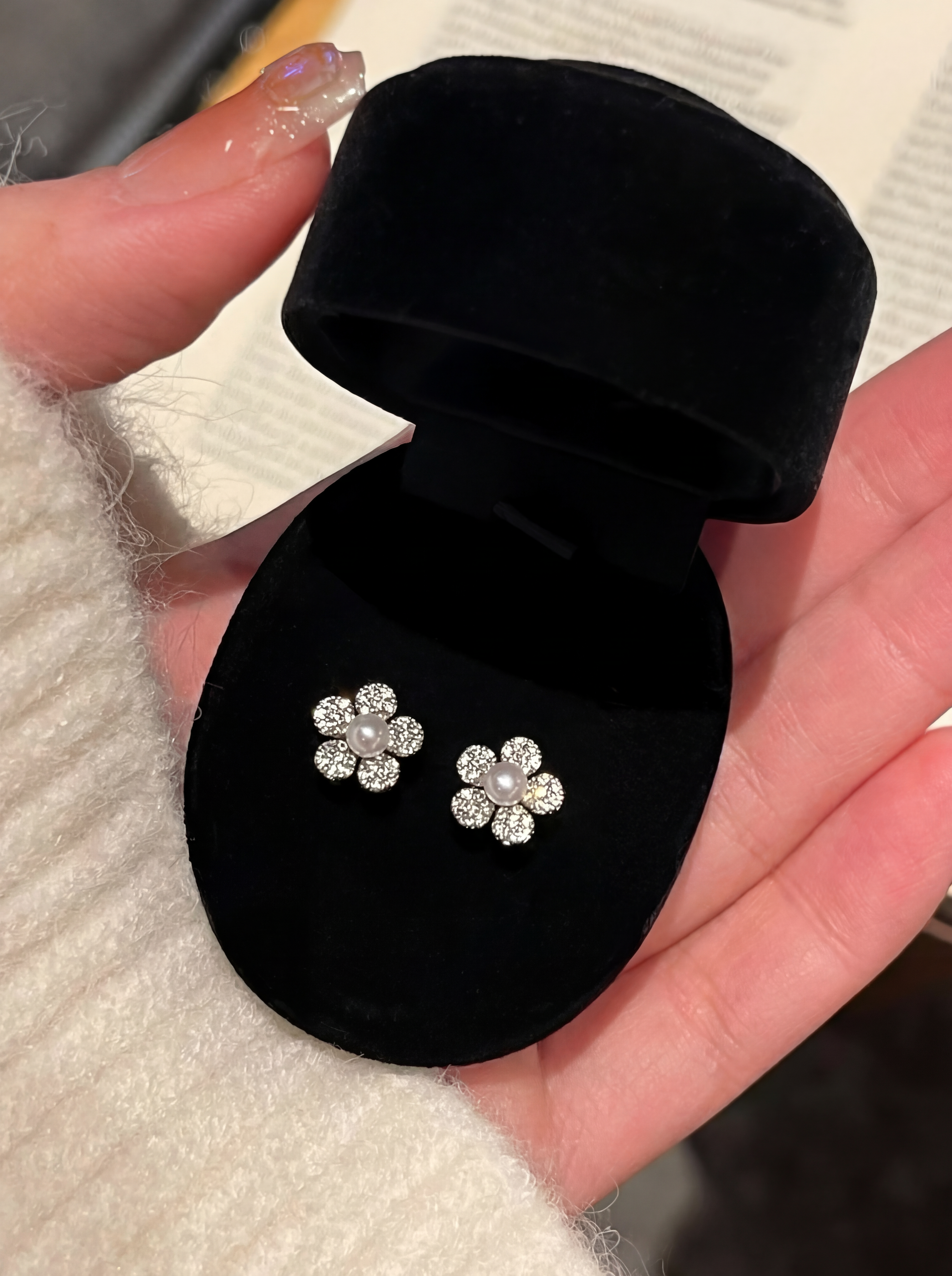 "Petite Pearl Blossom" Crystal & Pearl Stud Earrings