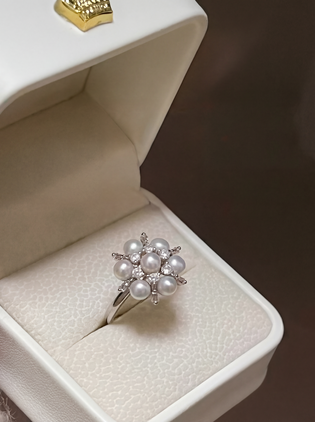 "Snow Blossom" Pearl Cluster Ring
