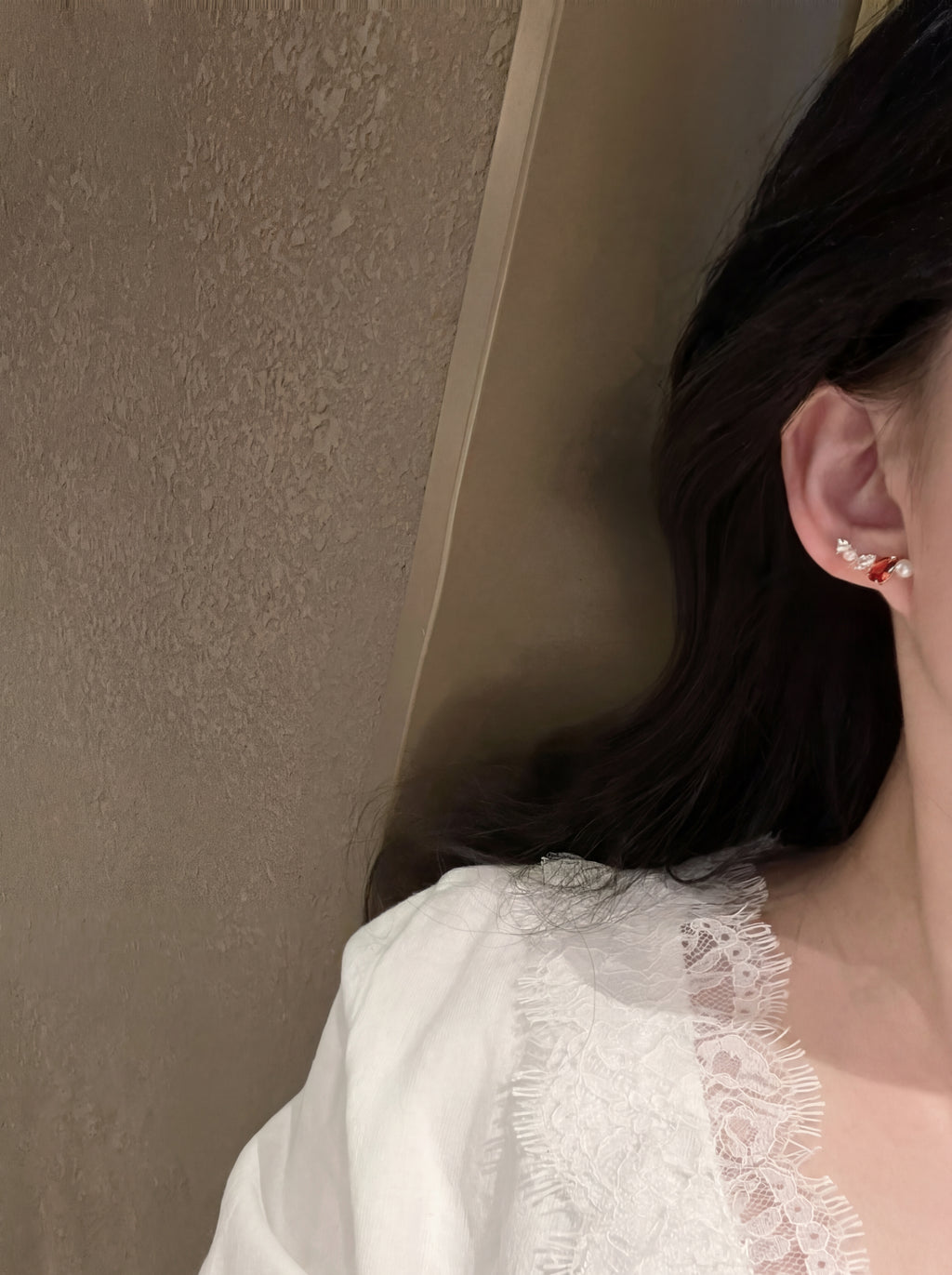 "Crimson Glow" Pearl Ear Climbers