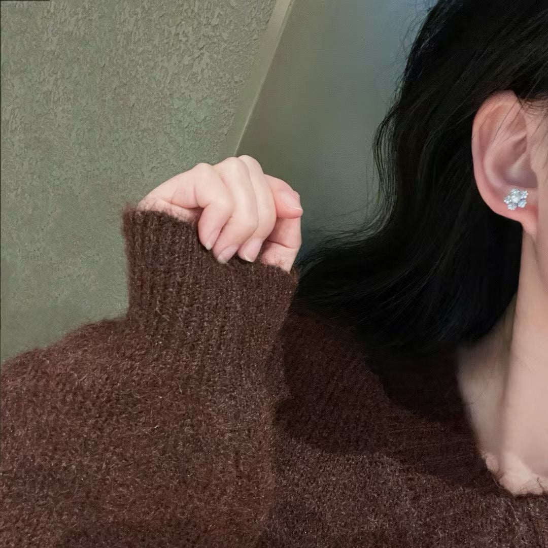 "Petite Pearl Blossom" Crystal & Pearl Stud Earrings