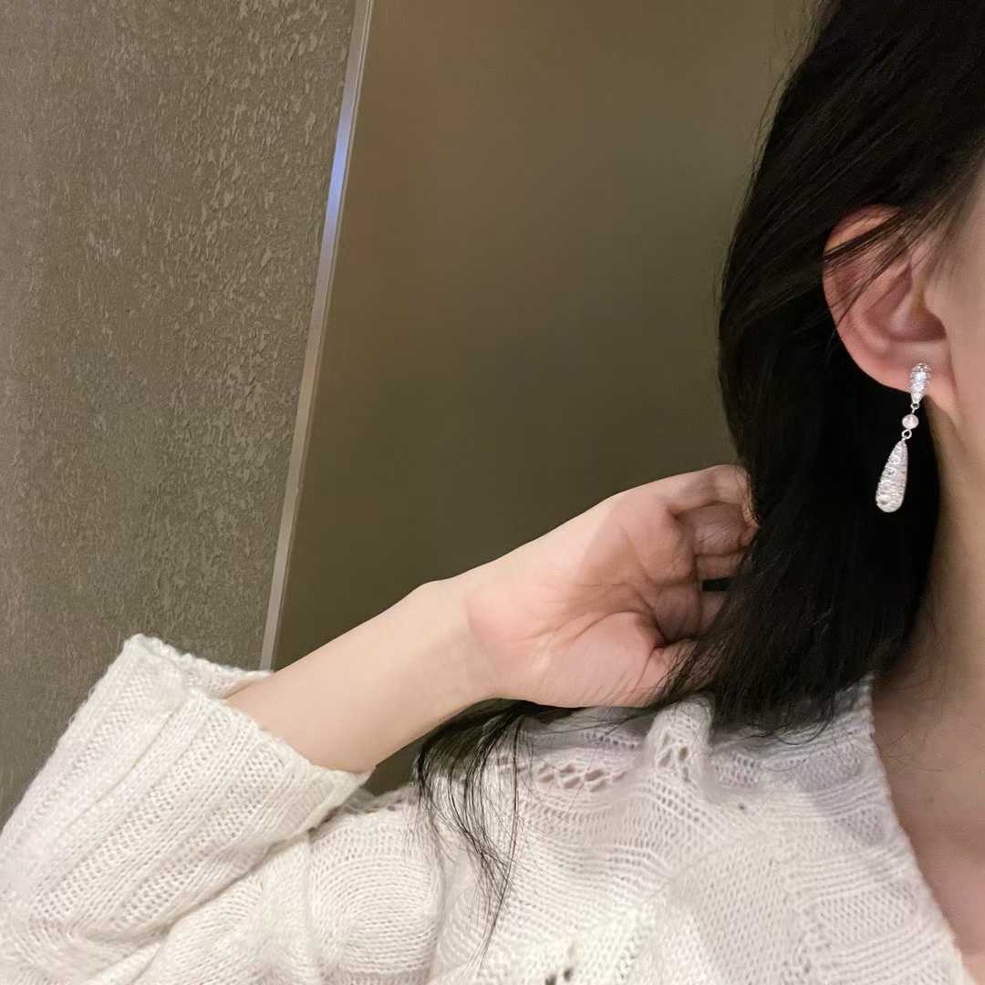 "Tears of Light" Pave Pearl Linear Drop Earrings
